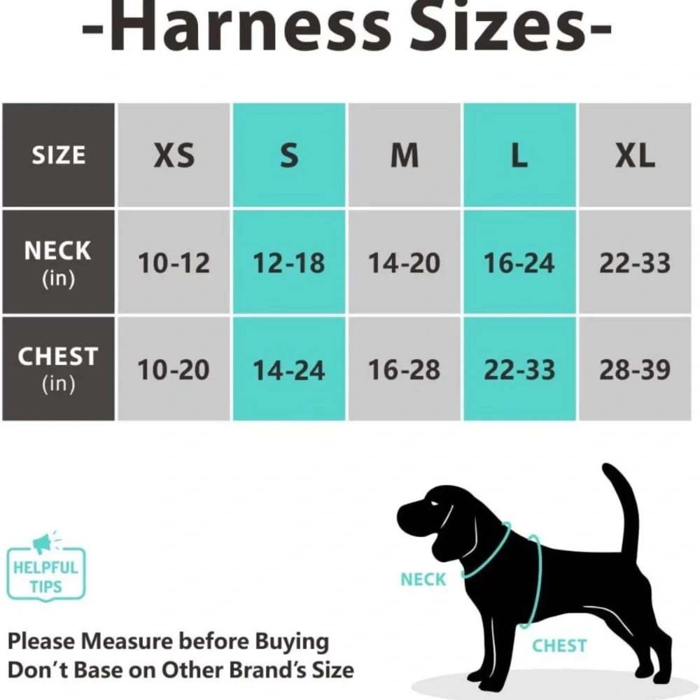 PoyPet No Pull Dog Harness, No Choke Reflective Dogs(Mint Blue Matching Trim, M)